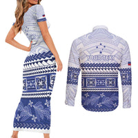 Personalised HRPP Samoa Siapo Couples Matching Short Sleeve Bodycon Dress and Long Sleeve Button Shirt Teuila Flowers Samoan Pattern - Polynesian Pride