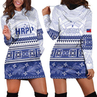 Personalised HRPP Samoa Siapo Hoodie Dress Teuila Flowers Samoan Pattern - Polynesian Pride