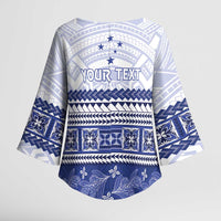Personalised HRPP Samoa Siapo Kimono Sleeve Blouse Teuila Flowers Samoan Pattern - Polynesian Pride