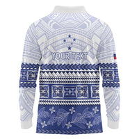 Personalised HRPP Samoa Siapo Long Sleeve Polo Shirt Teuila Flowers Samoan Pattern - Polynesian Pride