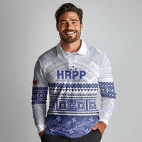 Personalised HRPP Samoa Siapo Long Sleeve Polo Shirt Teuila Flowers Samoan Pattern - Polynesian Pride