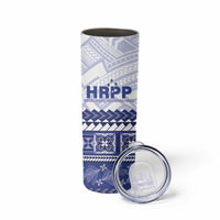 Personalised HRPP Samoa Siapo Skinny Tumbler Teuila Flowers Samoan Pattern - Polynesian Pride