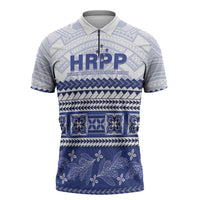 Personalised HRPP Samoa Siapo Zipper Polo Shirt Teuila Flowers Samoan Pattern - Polynesian Pride
