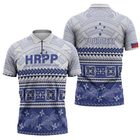 Personalised HRPP Samoa Siapo Zipper Polo Shirt Teuila Flowers Samoan Pattern - Polynesian Pride