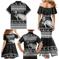 New Zealand Christmas Rugby Personalised Family Matching Mermaid Dress and Hawaiian Shirt Meri Kirihimete All Black Maori - Polynesian Pride