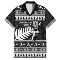 New Zealand Christmas Rugby Personalised Family Matching Off Shoulder Short Dress and Hawaiian Shirt Meri Kirihimete All Black Maori - Polynesian Pride