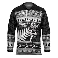 New Zealand Christmas Rugby Personalised Hockey Jersey Meri Kirihimete All Black Maori LT14 Unisex Black - Polynesian Pride