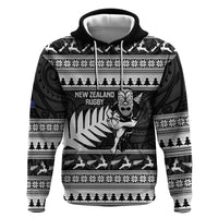 New Zealand Christmas Rugby Personalised Hoodie Meri Kirihimete All Black Maori - Polynesian Pride