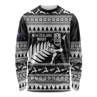 New Zealand Christmas Rugby Personalised Long Sleeve Shirt Meri Kirihimete All Black Maori - Polynesian Pride