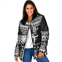 New Zealand Christmas Rugby Personalised Padded Jacket Meri Kirihimete All Black Maori - Polynesian Pride