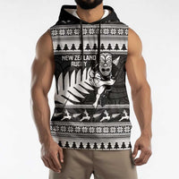 New Zealand Christmas Rugby Personalised Sleeveless Hoodie Meri Kirihimete All Black Maori - Polynesian Pride