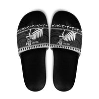 New Zealand Christmas Rugby Personalised Slide Sandals Meri Kirihimete All Black Maori - Polynesian Pride