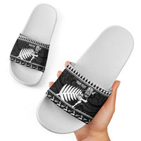 New Zealand Christmas Rugby Personalised Slide Sandals Meri Kirihimete All Black Maori - Polynesian Pride