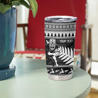 New Zealand Christmas Rugby Personalised Tumbler Cup Meri Kirihimete All Black Maori - Polynesian Pride