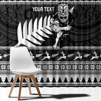 New Zealand Christmas Rugby Personalised Window Curtain Meri Kirihimete All Black Maori - Polynesian Pride