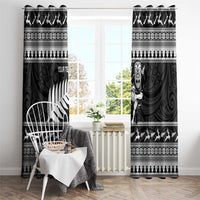 New Zealand Christmas Rugby Personalised Window Curtain Meri Kirihimete All Black Maori - Polynesian Pride