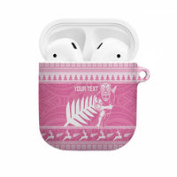 New Zealand Christmas Rugby Personalised AirPods Case Meri Kirihimete All Black Maori Pink Version LT14 Pink - Polynesian Pride