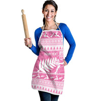 New Zealand Christmas Rugby Personalised Apron Meri Kirihimete All Black Maori Pink Version - Polynesian Pride