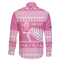 New Zealand Christmas Rugby Personalised Family Matching Summer Maxi Dress and Hawaiian Shirt Meri Kirihimete All Black Maori Pink Version - Polynesian Pride