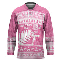 New Zealand Christmas Rugby Personalised Hockey Jersey Meri Kirihimete All Black Maori Pink Version LT14 Unisex Pink - Polynesian Pride