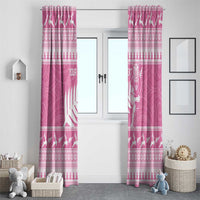 New Zealand Christmas Rugby Personalised Window Curtain Meri Kirihimete All Black Maori Pink Version - Polynesian Pride