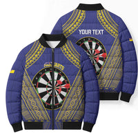 Personalised Niue Darts Bomber Puffer Jacket Dart Board Hiapo Pattern - Polynesian Pride