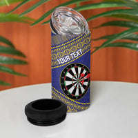 Personalised Niue Darts 4 in 1 Can Cooler Tumbler Dart Board Hiapo Pattern - Polynesian Pride