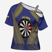 Personalised Niue Darts Cross Shoulder Shirt Dart Board Hiapo Pattern - Polynesian Pride