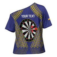 Personalised Niue Darts Cross Shoulder Shirt Dart Board Hiapo Pattern - Polynesian Pride