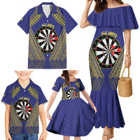 Personalised Niue Darts Family Matching Mermaid Dress and Hawaiian Shirt Dart Board Hiapo Pattern - Polynesian Pride