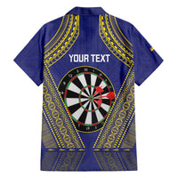 Personalised Niue Darts Family Matching Off The Shoulder Long Sleeve Dress and Hawaiian Shirt Dart Board Hiapo Pattern - Polynesian Pride