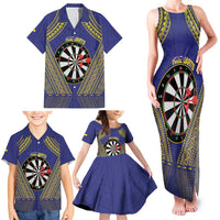 Personalised Niue Darts Family Matching Tank Maxi Dress and Hawaiian Shirt Dart Board Hiapo Pattern - Polynesian Pride