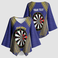 Personalised Niue Darts Kimono Sleeve Blouse Dart Board Hiapo Pattern - Polynesian Pride