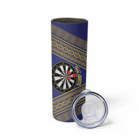 Personalised Niue Darts Skinny Tumbler Dart Board Hiapo Pattern - Polynesian Pride