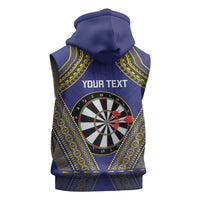 Personalised Niue Darts Sleeveless Hoodie Dart Board Hiapo Pattern - Polynesian Pride