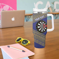 Personalised Niue Darts Tumbler With Handle Dart Board Hiapo Pattern - Polynesian Pride