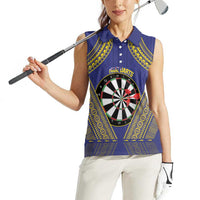 Personalised Niue Darts Women Sleeveless Polo Shirt Dart Board Hiapo Pattern - Polynesian Pride
