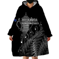 Custom New Zealand Silver Fern Rugby Wearable Blanket Hoodie All Black Go Champions 2023 With Trophy Proud LT14 - Polynesian Pride