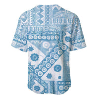 Blue Bula Fiji Baseball Jersey Unique Masi Tapa Pattern