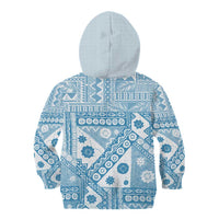 Blue Bula Fiji Kid Hoodie Unique Masi Tapa Pattern