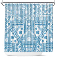 Blue Bula Fiji Shower Curtain Unique Masi Tapa Pattern