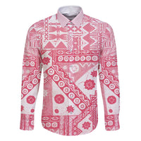 Pink Bula Fiji Family Matching Off Shoulder Short Dress and Hawaiian Shirt Unique Masi Tapa Pattern