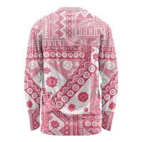 Pink Bula Fiji Long Sleeve Shirt Unique Masi Tapa Pattern