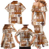 Hawaiian Quilt Family Matching Mermaid Dress and Hawaiian Shirt Tiki Tropical Retro Brown Version LT14 - Polynesian Pride