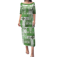 Hawaiian Quilt Puletasi Tiki Tropical Retro Green Version LT14 Long Dress Green - Polynesian Pride