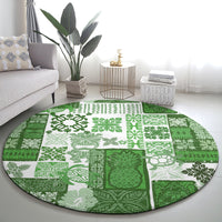 Hawaiian Quilt Round Carpet Tiki Tropical Retro Green Version LT14 - Polynesian Pride
