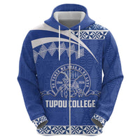 Personalised Tonga Tupou College Toloa Zip Hoodie 160 Years Anniversary Tongan Ngatu Pattern LT14 - Polynesian Pride