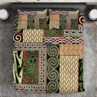 Beige Aotearoa Kowhaiwhai Pattern Bedding Set NZ Maori Quilt Style