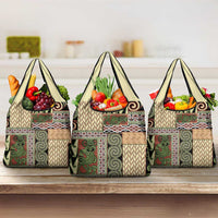 Beige Aotearoa Kowhaiwhai Pattern Grocery Bag NZ Maori Quilt Style