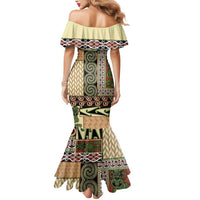 Beige Aotearoa Kowhaiwhai Pattern Mermaid Dress NZ Maori Quilt Style LT14 - Polynesian Pride